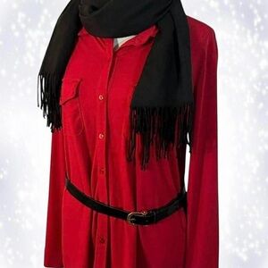 Quiet Luxury Chic Vibrant Red Button Up Top